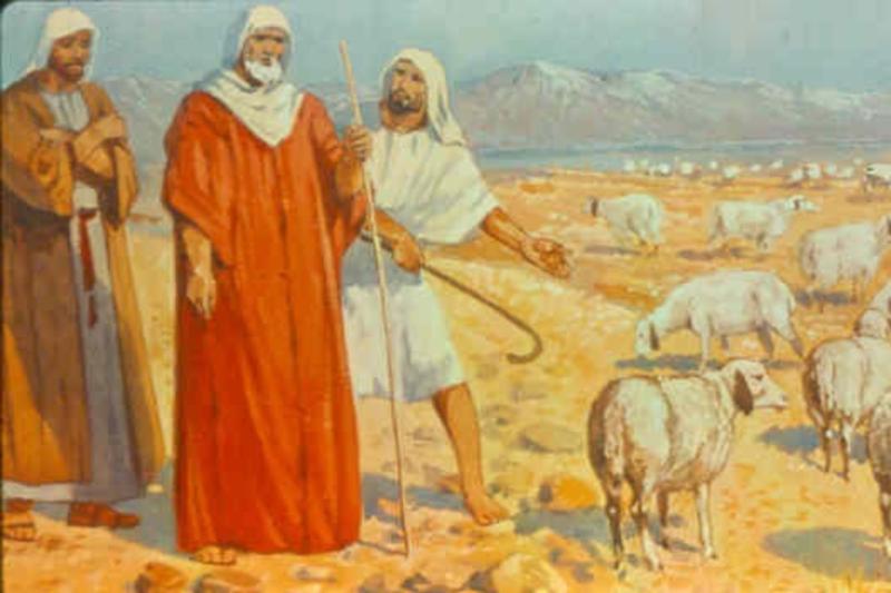 Hz. İbrahim, akrabaları arasında koyun otlama alanlarını bölüştürüyor.jpg