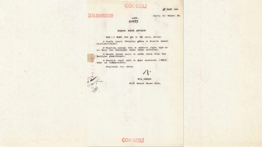 MİT, Humeyni'nin Türkiye'de ikamet ettiği döneme ait belgeyi paylaştı