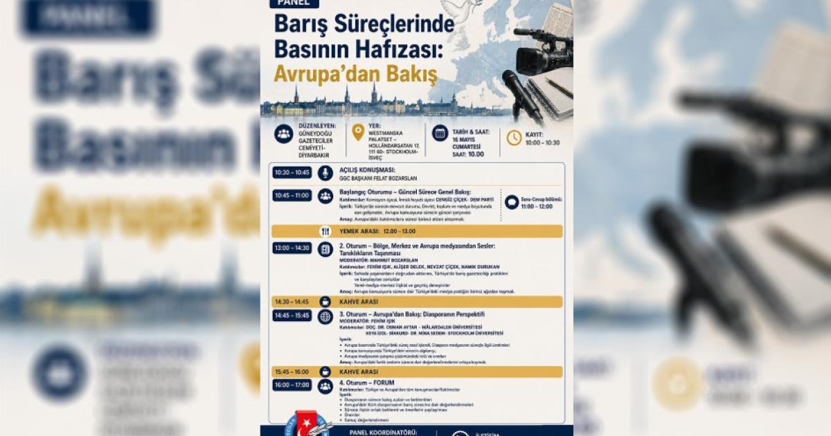Güneydoğu Gazeteciler Cemiyeti Stockholm'de barış süreçleri paneli düzenliyor