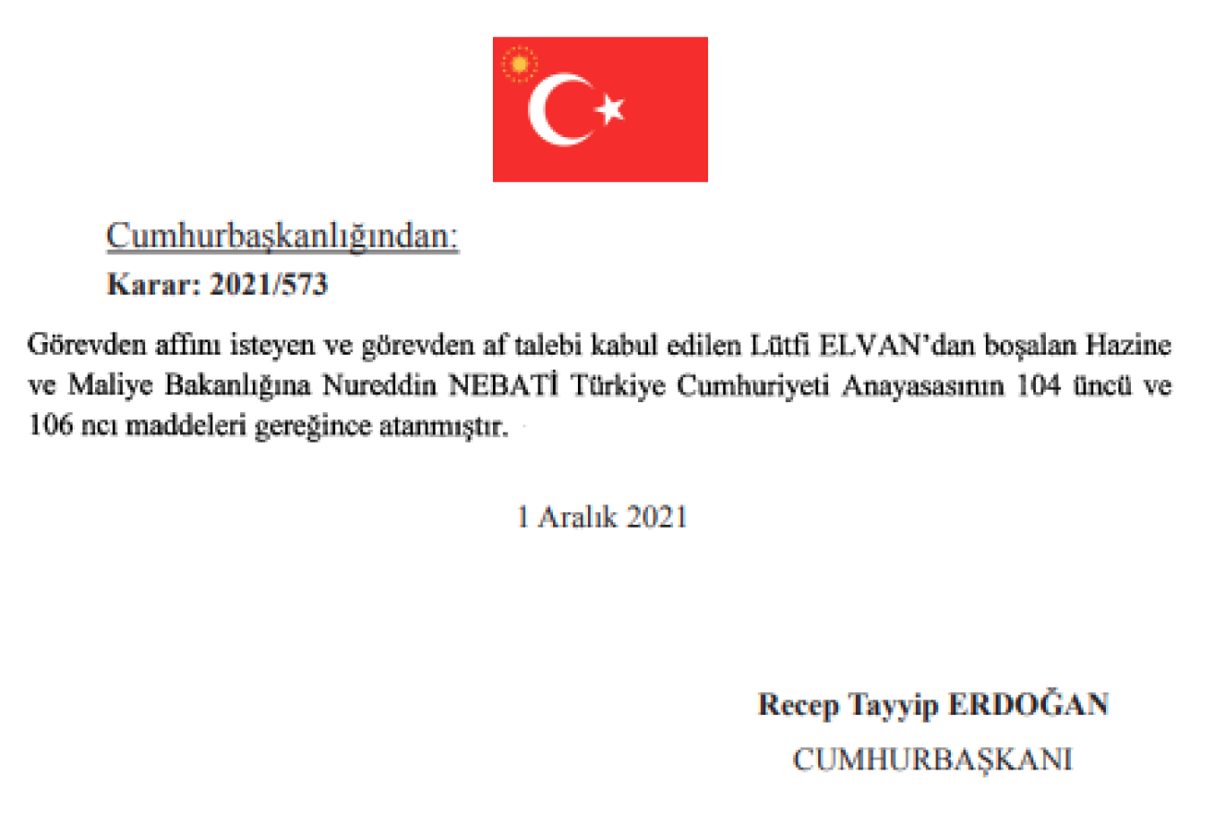 hazine ve maliye bakanligi na nureddin nebati atandi independent turkce