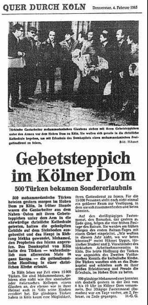 Katedralde namaz kılmaya ilişkin Almanca haber.jpg
