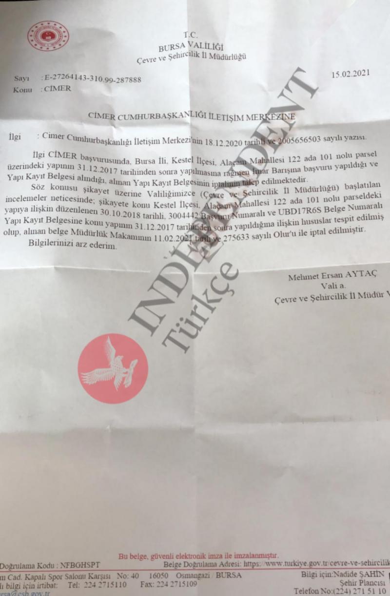 imar affinda suiistimal iddiasi eski bakan faruk celik in kacak dag evinin ruhsati iptal edildi independent turkce