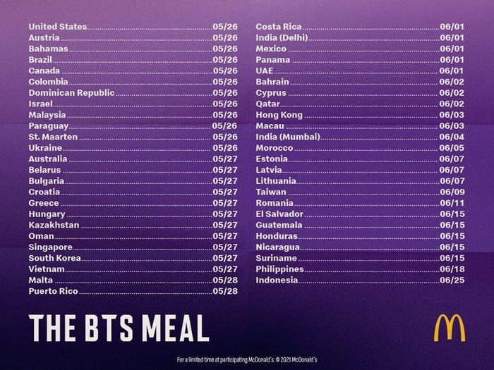 mcdonald s 49 ulkede bts menusu