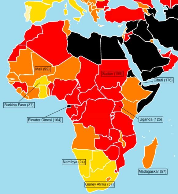 Dünya Basın Özgürlüğü 2021 Endeksi’ne göre Afrika ülkeleri. Kaynak rsf.org_.jpg