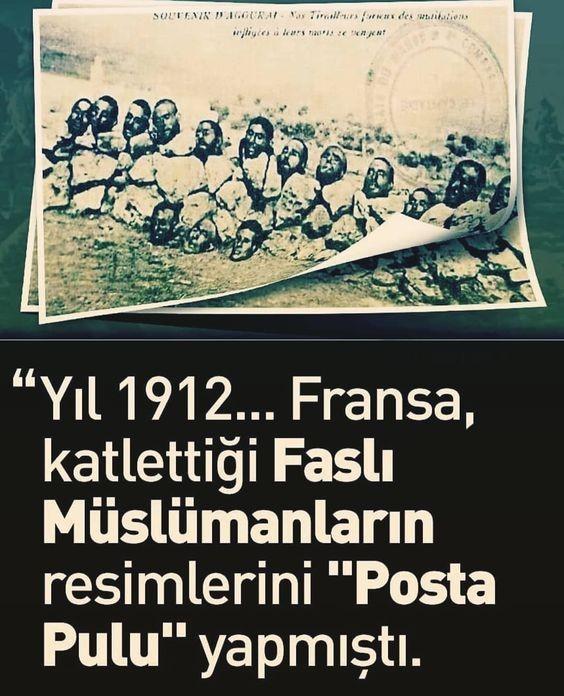 Fransa 1912 yılında Fas’ta katlettiği Müslümanların resmini posta pulu olarak kullandı.jpg