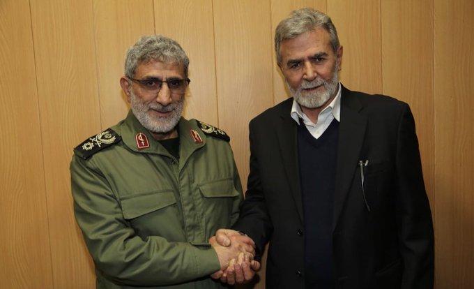 Ziyad El Nehalle ile İran Devrim Muhafızları'na bağlı Kudüs Kuvvetleri komutanı İsmail Kaani buluşması.Kaynak-Twitter hesabı.jpg