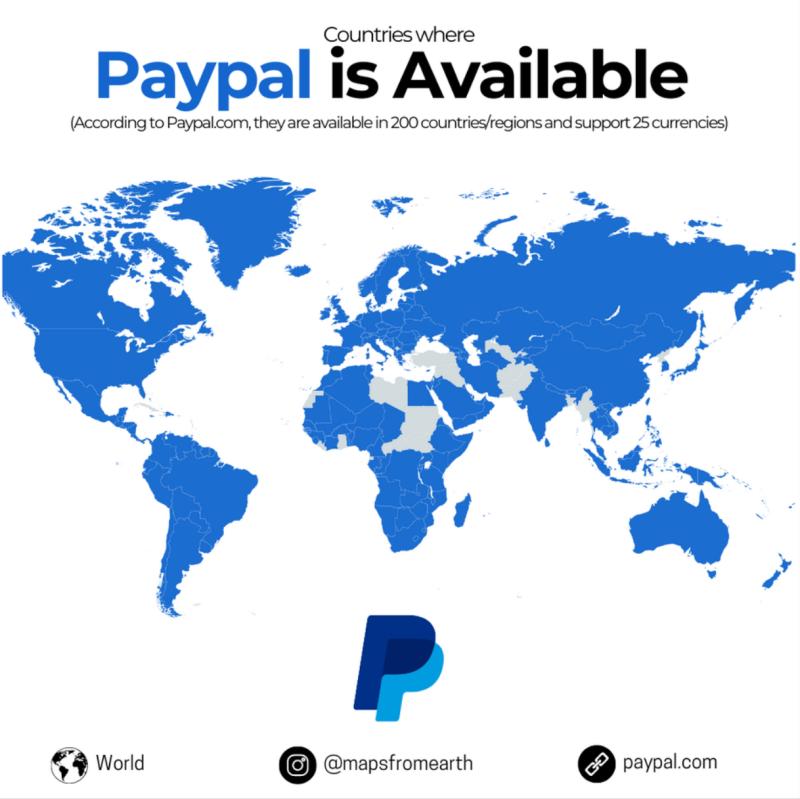 PayPal'ın geçtiği ülkeler
