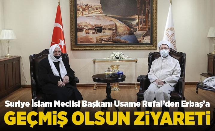 Şeyh Usame El Rufai, Diyanet İşleri Başkanı A. Erbaş'a geçmiş olsun ziyareti. Kaynak TRT haber.jpg