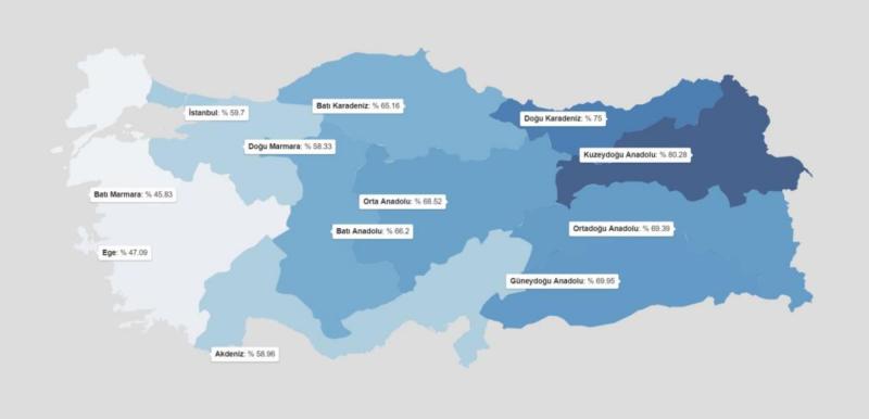 Harita 2. Coğrafi bölgelere göre dindarların dağılımı.JPG