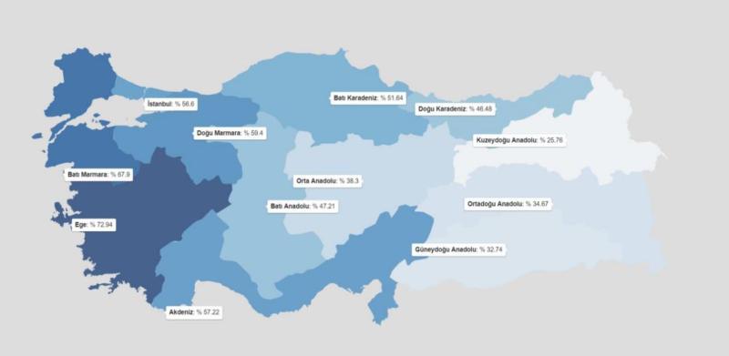Harita 11. Türkiye’de kendisini feminist kimliğine yakın hissedenlerin coğrafi bölgelere göre dağılımı.JPG