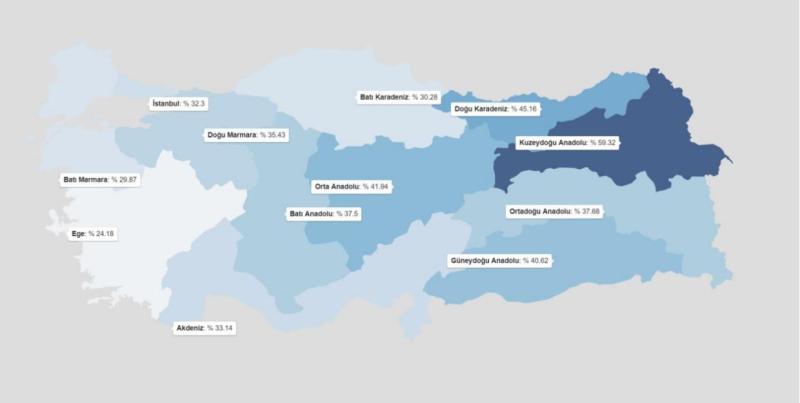 Harita 10.  Türkiye’de kendisini muhafazakâr kimliğine yakın hissedenlerin coğrafi bölgelere göre dağılımı.JPG