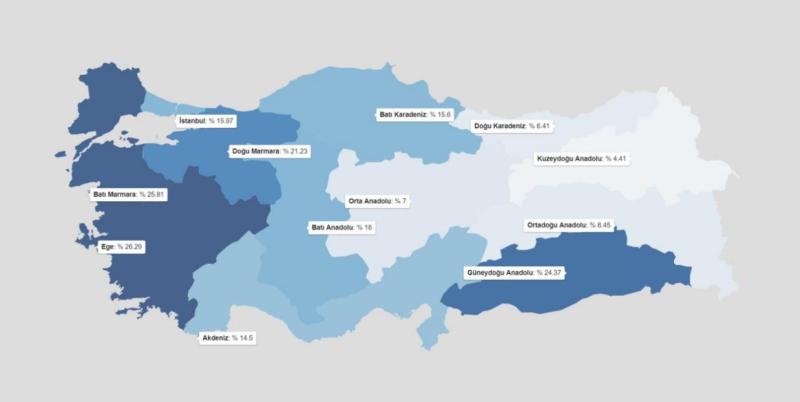 Harita 16.  Türkiye’de kurşun döktürenlerin coğrafi bölgelere göre dağılımı.JPG