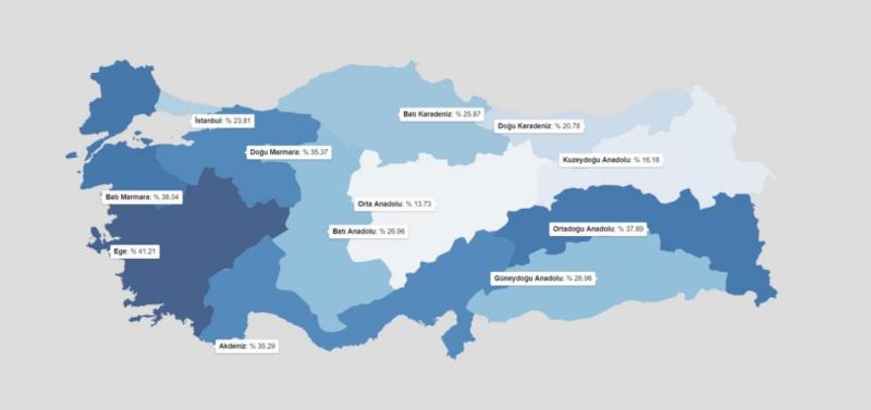 Harita 14.  Türkiye’de nazar boncuğu bulunduranların coğrafi bölgelere göre dağılımı.JPG
