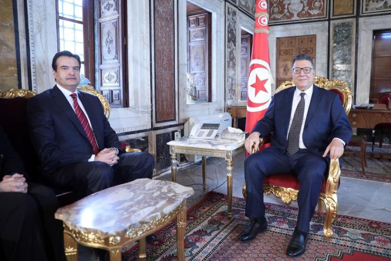 Tunus Meclis Başkanı Burderbale ile Türkiye'nin Tunus Büyükelçisi Çakıralp görüşmesinden bir kare (Tunus Temsilciler Meclisi Facebook sayfası).jpg