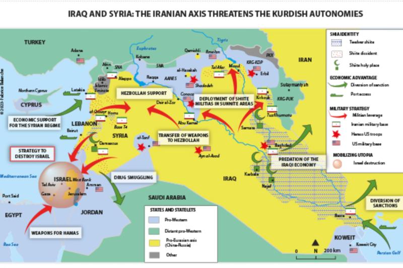 Filistin,Lübnan, Suriye ve Irak'taki güçler dengesini gösteren harita. Kaynak- CFIR .jpg