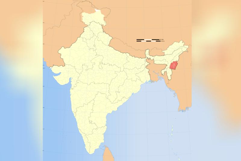Manipur (kırmızıyla vurgulanan alan), Hindistan haritası Görsel Wikipedia.jpg