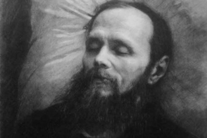 Ölümünden hemen sonra resssam arkadaşı Krımski`nin kara kalem ve mürekkeple yaptığı portresi.jpg