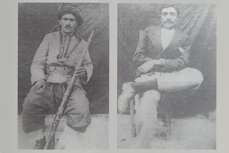 Dersimli bir silahşör (solda), Bahtiyar aşiretinden Şahan Ağa (sağda).jpg