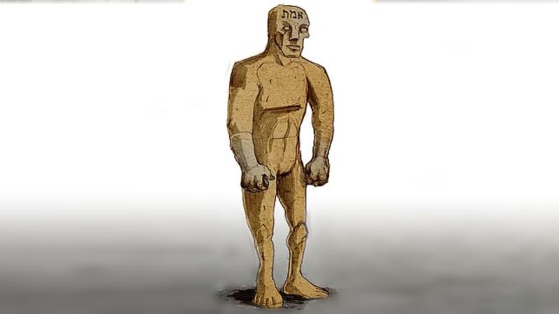 Yahudileri iftira ve saldırıdan koruduğu düşünülen mitolojik Golem heykeli .jpg