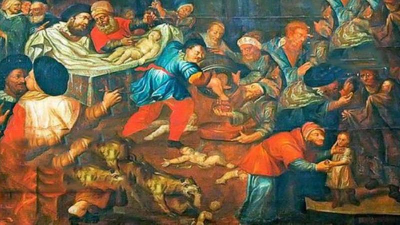 Yahudilerin Pesah ayininde çocuk kanı akıtma hurafesinin temsili resmi.jpg