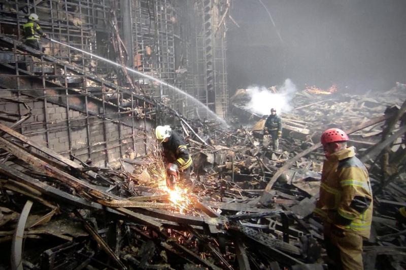 Moskova'daki eylem sonrası tahrip olan binanın durumu, 24 Mart 2024. Fotoğraf-Reuters.jpg