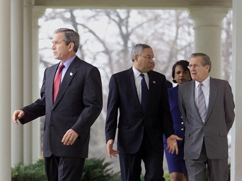 ABD'nin kurmay ekibi-G.Bush, Colin Powell, Condoleezza  Rice, Donald Ramsey.  .jpeg