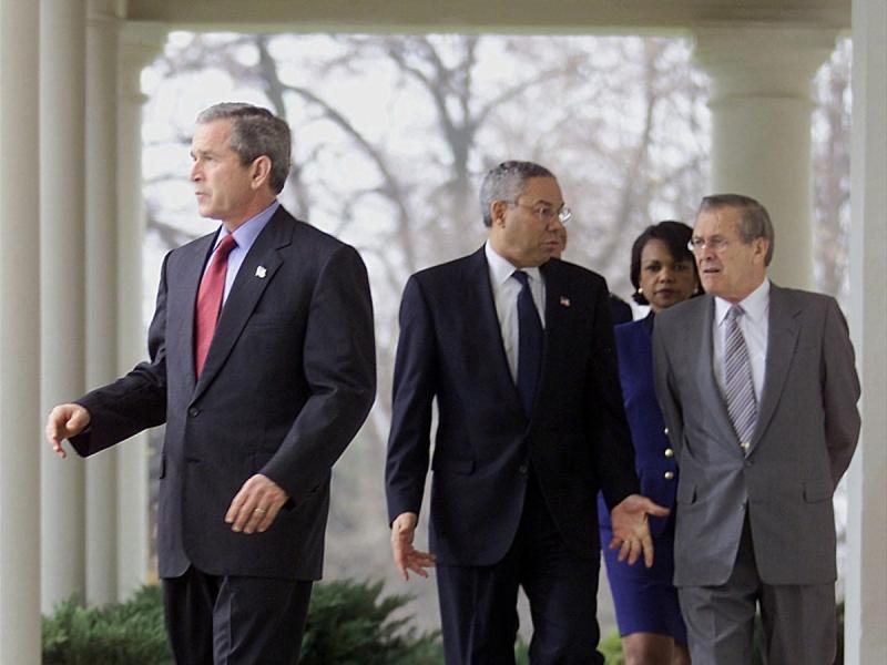 ABD'nin kurmay ekibi-G.Bush, Colin Powell, Condoleezza Rice, Donald Ramsey. .jpeg