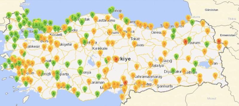 Şekil 2. Türkiye’de hava kirliliği durumu