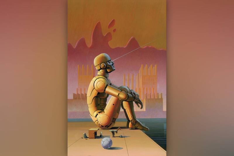 Ralph McQuarrie'nin "Robot Visions" adlı eseri, Isaac Asimov koleksiyonunun kapak resmi, 1989