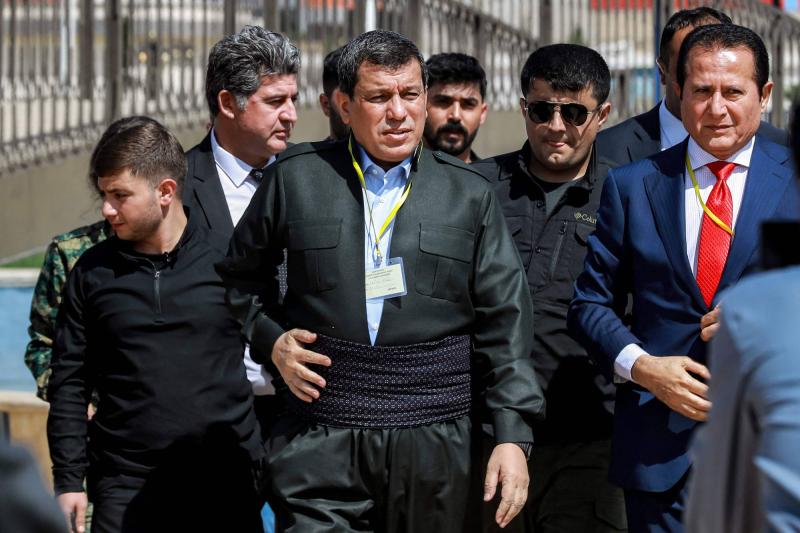 Suriye Demokratik Güçleri (SDG) lideri Mazlum Abdi ve Iraklı Kürt lider Mesud Barzani'nin elçisi Hamid Darbandi / Fotoğraf: AFP