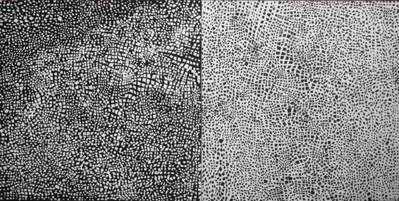 Mozaik Siyah Beyaz, 2020, Halı Resim, 70x140 cm