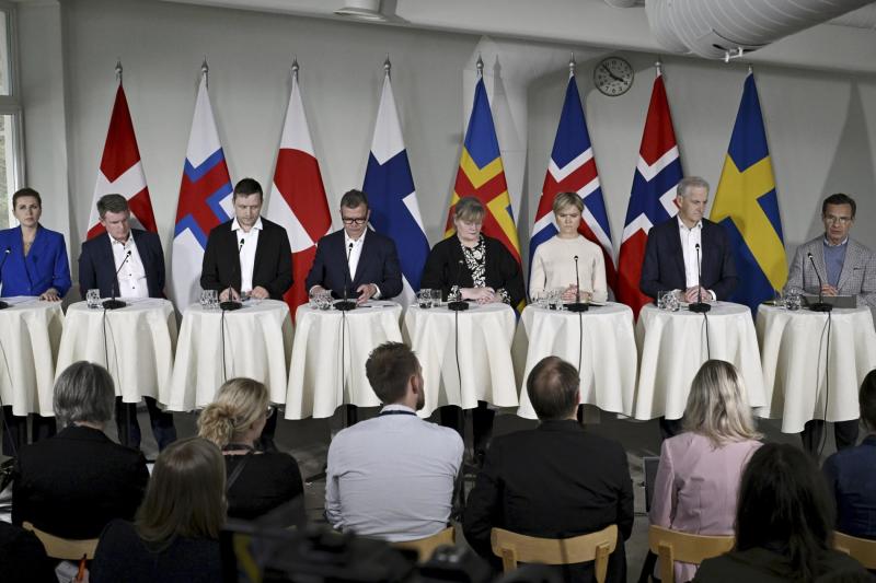 Finlandiya'nın Paimio kentinde düzenlenen İskandinav (Nordik) Bakanlar Konseyi Yaz Toplantısı vesilesiyle düzenlenen ortak basın toplantısı, 26 Mayıs 2025 / Fotoğraf: AP