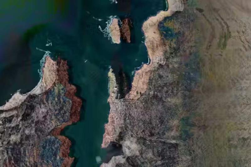 Namibya'daki Köpekbalığı Adası ve Lüderitz kasabasının havadan görünümü / Fotoğraf: Black Court Studios