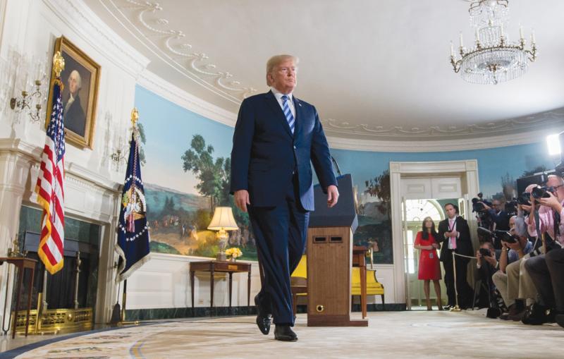 ABD Başkanı Donald Trump, Beyaz Saray’da İran ile nükleer anlaşmadan çekildiğini açıkladı, 8 Mayıs 2018 / Fotoğraf: AFP
