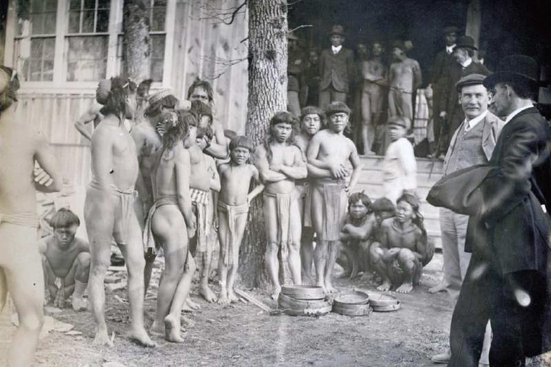 İnsanlık adına ürkütücü insan hayvanat bahçelerine dair bir resim ve Amerikalı izleyiciler, 1906