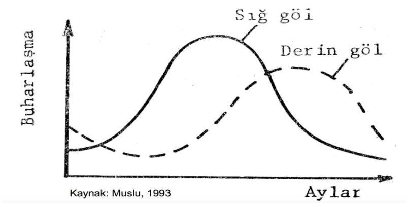 Şekil 2. Göllerde buharlaşma