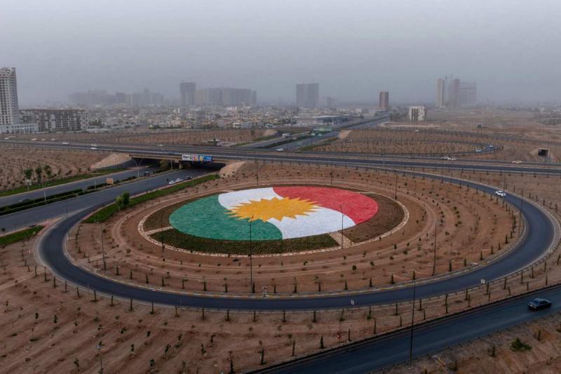 IKB'nin başkenti Erbil'de Kürt bayrağı, 4 Temmuz 2025 / Fotoğraf: AFP