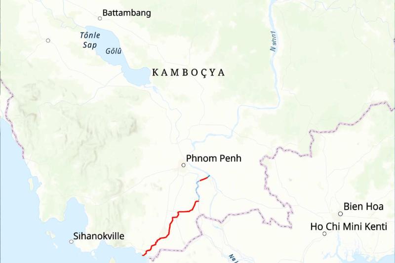 Kamboçya'da önerilen Funan Techo Kanalı'nın haritası / Görsel: Kamboçya Ulusal Mekong Komitesi