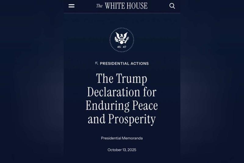 Beyaz Saray - Refahın ve Barışın Sürdürülmesi için Trump Deklarasyonu
