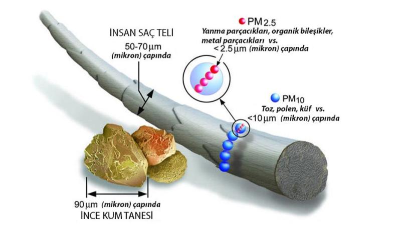 Şekil 1. PM2.5 boyutu 