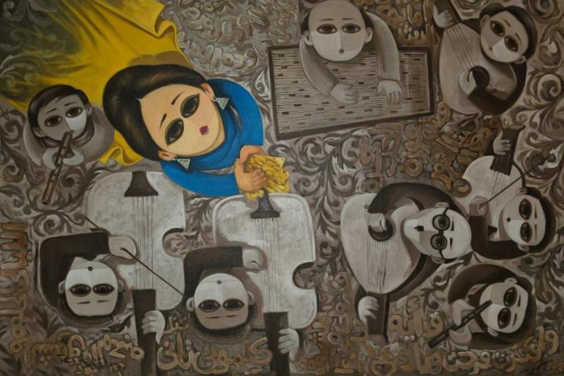 Mısırlı ressam Taha Qarni'nin fırçasıyla Ümmü Gülsüm'ün farklı portreleri