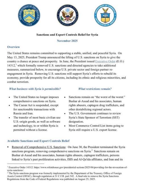 ABD Hazine Bakanlığı'nın Suriye açıklaması