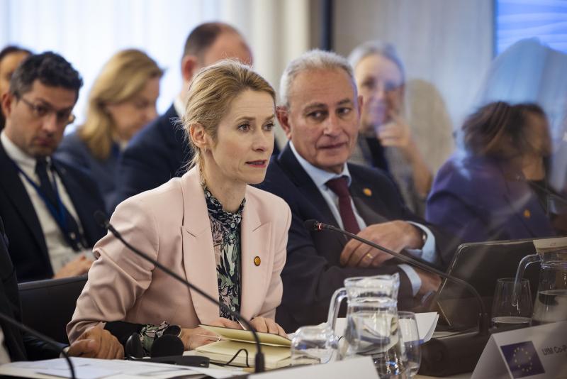 AB Dış İlişkiler ve Güvenlik Politikası Yüksek Temsilcisi ve Avrupa Komisyonu Başkan Yardımcısı Kaja Kallas ve AiB Genel Sekreteri Nasır Kamil / Fotoğraf: AiB