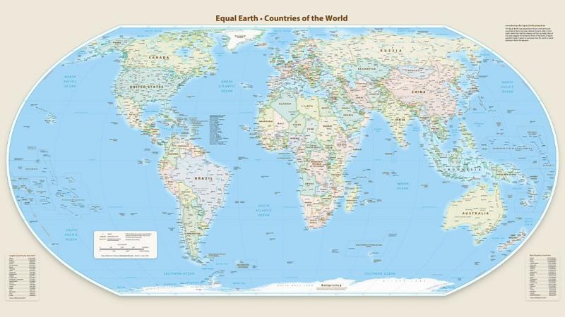 Eşit Dünya Haritası / Hartita: Equal-Earth.com