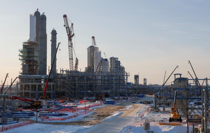 Rusya’nın Amur bölgesindeki Svobodni kenti yakınlarında, Gazprom şirketine ait Sibirya’nın Gücü projesi kapsamında inşa edilen Amur Gaz İşleme Tesisi şantiyesinin genel görünümü, 29 Kasım 2019 / Fotoğraf: Reuters