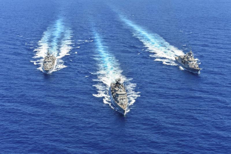 Yunan Donanma gemileri, Doğu Akdeniz'deki askeri tatbikatlar sırasında, 25 Ağustos 2020 / Fotoğraf: AFP
