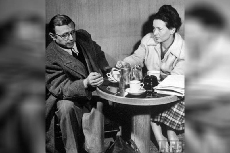 Jean-Paul Sartre ve Simone de Beauvoir'ı, Paris'teki ikonik kafelerde çalışma ve tartışma kültürlerinin bir yansıması