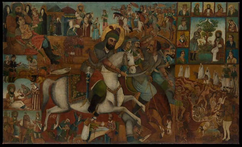 İranlı ressam Abdullah Musavvar'ın eserinde Kerbela ve İmam Hüseyin'in şehadeti anlatılıyor / Görsel: Metropolitan Museum of Art