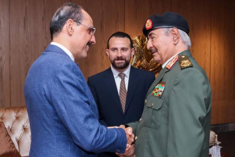 MİT Başkanı İbrahim Kalın, Libya'nın doğusundaki silahlı güçlerin lideri Hafter ile görüştü / Fotoğraf: TRT Haber