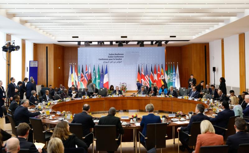 Berlin'deki Dışişleri Bakanlığı'nda düzenlenen Üçüncü Sudan Uluslararası Konferansı toplantısından, 15 Nisan 2026 / Fotoğraf: AFP